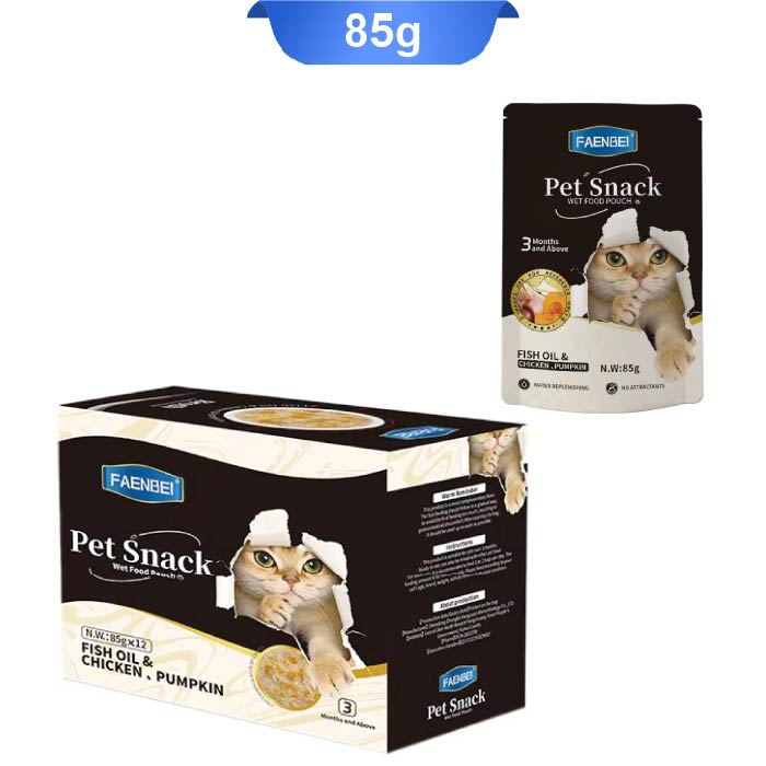 sup-03 سوپ گربه فنبی طعم مرغ و کدوتنبل و روغن ماهی وزن 85 گرم کد 103204 Faenbei Pet Snack Broth - Image 1