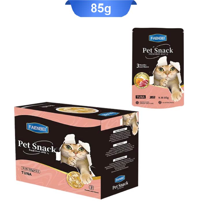 sup-04 سوپ ژله ای گربه فنبی طعم ماهی تن وزن 85 گرم کد 103199 Faenbei Pet Snack Broth - Image 1