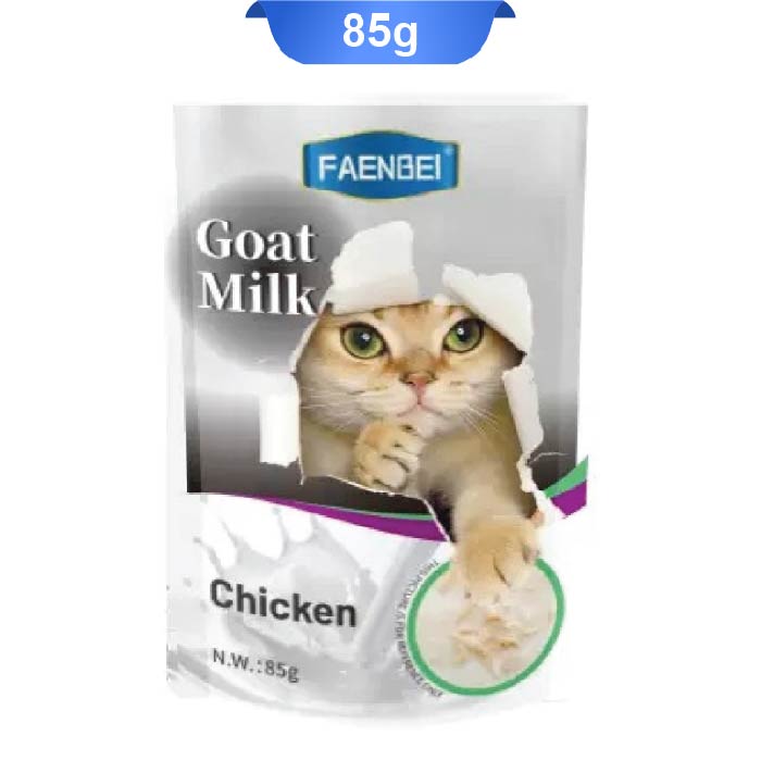 sup-08 سوپ گربه فنبی طعم مرغ داخل شیر بز وزن 85 گرم کد 103200 Faenbei Goat Milk - Image 1