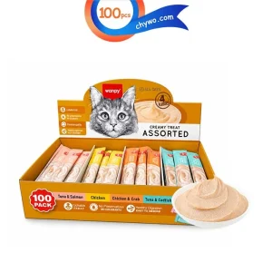 بستنی گربه ونپی میکس 4 طعم مختلف ( تن و سالمون ، مرغ ، مرغ و خرچنگ ، ماهی تن و کاد)