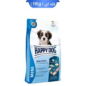 غذا خشک توله سگ نژاد کوچک هپی داگ طعم مرغ و ماهی و بره مدل مینی پاپی
