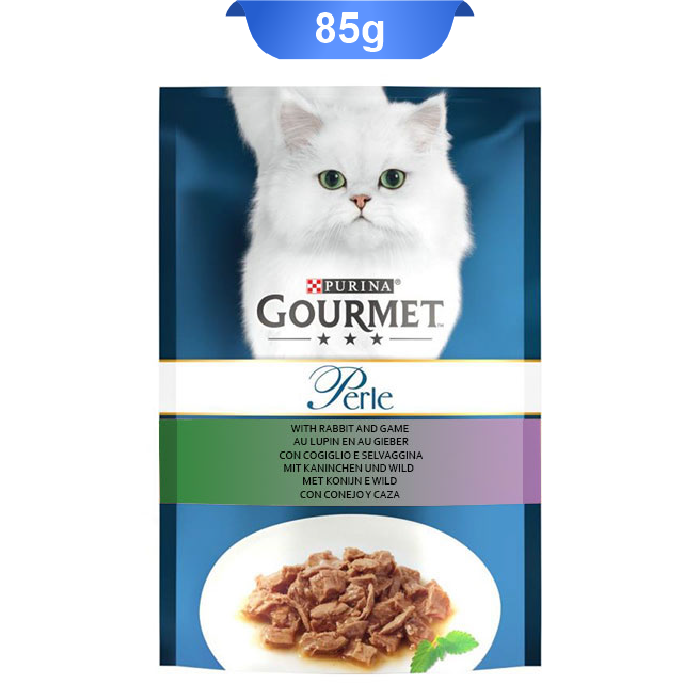 pouch-gourmet-04 پوچ گربه بالغ گورمت پورینا طعم خرگوش و گوشت شکار وزن 85 گرم کد 103239 Gourmet Pouch - Image 1