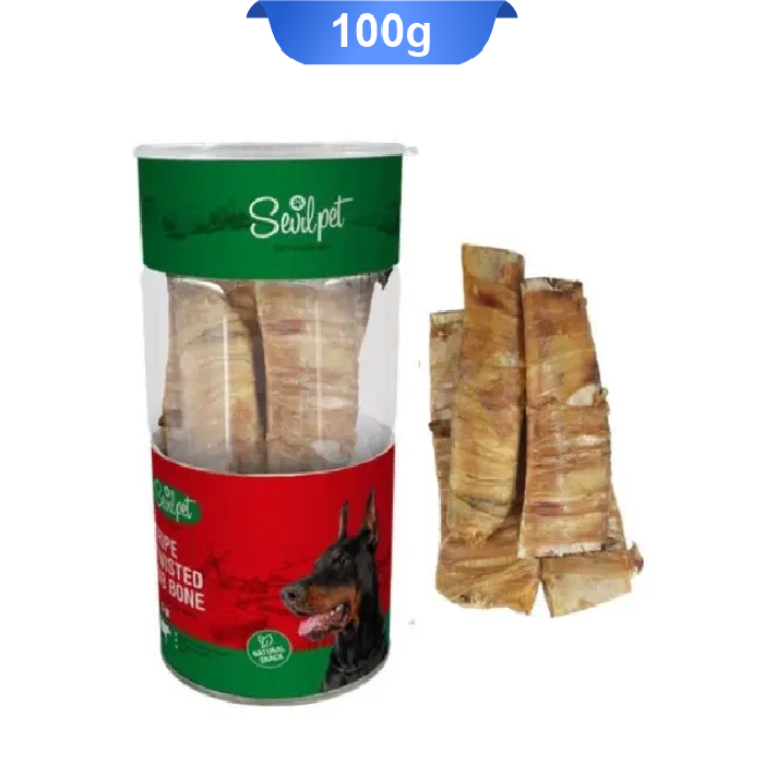 استخوان-بزرگ-با-دورپیچ-سیرابی تشویقی سگ مدل استخوان بزرگ با دورپیچ سیرابی سویل پت وزن 100 گرم SevilPet Scalp Twisted Rib Bone - Image 1