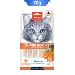 بستنی گربه ونپی مدل سوپر فود طعم ماهی سالمون بسته 5 عددی وزن 70 گرم Wanpy Super Food Creamy Treat