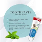 ست خمیر دندان و مسواک سگ بایولاین طعم نعنا وزن 100 گرم Bioline toothpaste with Mint - Image 3